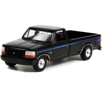 1992 Ford F-150 Nite Edition Pickup Truck Black W/Blue Stripes "Vintage Ad Cars" Series 7 1/64 Diecast Model Car By Greenlight 3 1992 Ford F-150 Nite Edition Pickup Truck Black W/Blue Stripes "Vintage Ad Cars" Series 7 1/64 Diecast Model Car By Greenlight