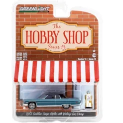 1972 Cadillac Coupe DeVille Blue With Black Top And Vintage Gas Pump "The Hobby Shop" 1/64 Diecast Model Car By Greenlight -Greenlight Shop GUEST 0362a418 3f51 4ff9 8bd6 f28cb2a0df66
