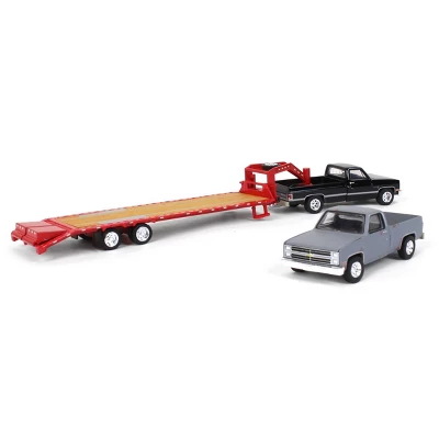 Greenlight 1/64 Black 1986 Chevy K-30 Longbed W/ Gooseneck & Project Truck 51406-A 4 Greenlight 1/64 Black 1986 Chevy K-30 Longbed W/ Gooseneck & Project Truck 51406-A - Image 2