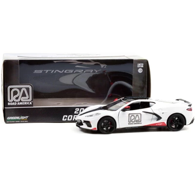 2020 Chevrolet Corvette C8 Stingray Coupe White Official Pace Car "Road America" 1/24 Diecast Model Car By Greenlight 4 2020 Chevrolet Corvette C8 Stingray Coupe White Official Pace Car "Road America" 1/24 Diecast Model Car By Greenlight - Image 2