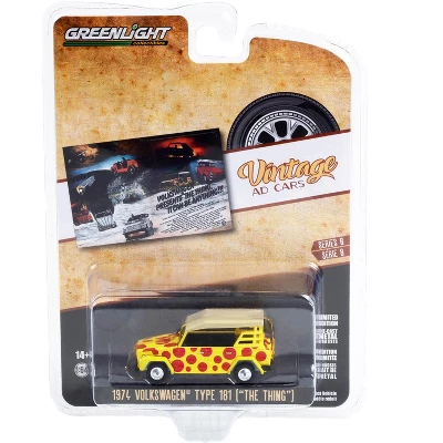 1974 Volkswagen Thing Type 181 Yellow With Red Polka Dots "Vintage Ad Cars" Series 8 1/64 Diecast Model Car By Greenlight 4 1974 Volkswagen Thing Type 181 Yellow With Red Polka Dots "Vintage Ad Cars" Series 8 1/64 Diecast Model Car By Greenlight - Image 2