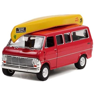 1969 Ford Club Wagon Van Red W/Canoe On Roof "Care Will Prevent 9 Out Of 10 Forest Fires!" 1/64 Diecast Model Car By Greenlight 3 1969 Ford Club Wagon Van Red W/Canoe On Roof "Care Will Prevent 9 Out Of 10 Forest Fires!" 1/64 Diecast Model Car By Greenlight