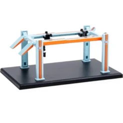 Adjustable Four-Post Lift "Gulf Oil" Light Blue And Orange "Four-Post Lifts" Series 1 1/64 Diecast Model By Greenlight