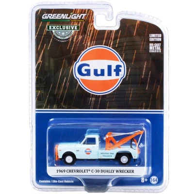 1969 Chevrolet C-30 Dually Wrecker Tow Truck "Gulf Oil" Light Blue "Welding Tire Collision" 1/64 Diecast Model Car By Greenlight 4 1969 Chevrolet C-30 Dually Wrecker Tow Truck "Gulf Oil" Light Blue "Welding Tire Collision" 1/64 Diecast Model Car By Greenlight - Image 2
