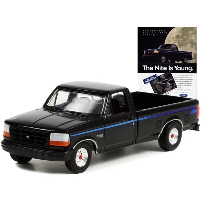1992 Ford F-150 Nite Edition Pickup Truck Black W/Blue Stripes "Vintage Ad Cars" Series 7 1/64 Diecast Model Car By Greenlight 4 1992 Ford F-150 Nite Edition Pickup Truck Black W/Blue Stripes "Vintage Ad Cars" Series 7 1/64 Diecast Model Car By Greenlight - Image 2