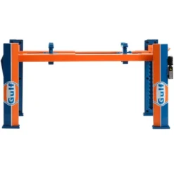 Adjustable Four Post Lift "Gulf Oil #2" Blue And Orange For 1/18 Scale Diecast Model Cars By Greenlight