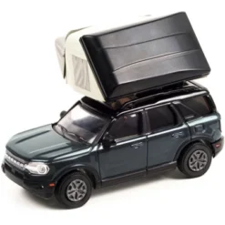 2021 Ford Bronco Sport Dark Gray & Black W/Modern Rooftop Tent "The Great Outdoors" Series 1 1/64 Diecast Model Car Greenlight