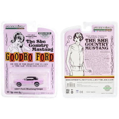 1967 Ford Mustang Evening Orchid Pink W/Black Top "She Country Special" 1/64 Diecast Model Car By Greenlight 4 1967 Ford Mustang Evening Orchid Pink W/Black Top "She Country Special" 1/64 Diecast Model Car By Greenlight - Image 2