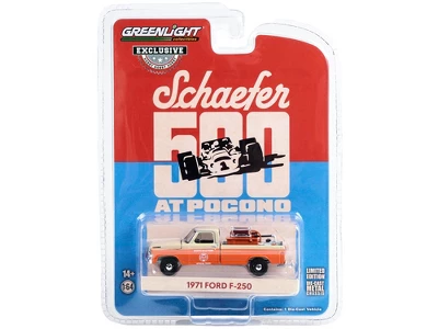 1971 Ford F-250 Truck W/Fire Equipment "Schaefer 500 At Pocono Official Truck" (1971) 1/64 Diecast Model Car By Greenlight 4 1971 Ford F-250 Truck W/Fire Equipment "Schaefer 500 At Pocono Official Truck" (1971) 1/64 Diecast Model Car By Greenlight - Image 2