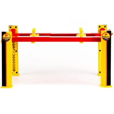 Adjustable Four Post Lift "MOPAR" Black And Yellow For 1/18 Scale Diecast Model Cars By Greenlight 3 Adjustable Four Post Lift "MOPAR" Black And Yellow For 1/18 Scale Diecast Model Cars By Greenlight