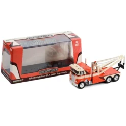 1984 Freightliner FLA 9664 Tow Truck Orange And White With Brown Graphics 1/43 Diecast Model Car By Greenlight -Greenlight Shop GUEST 4faa812b ef51 4b0a 806d 4a586ff18441