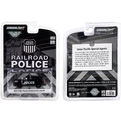 2015 Ford Police Interceptor Utility Black "Union Pacific Railroad Police" "Hobby Exclusive" 1/64 Diecast Model Car Greenlight 4 2015 Ford Police Interceptor Utility Black "Union Pacific Railroad Police" "Hobby Exclusive" 1/64 Diecast Model Car Greenlight - Image 2