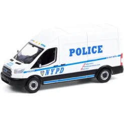 2015 Ford Transit LWB High Roof Police Van White "New York City" "NYPD" "Route Runners" 1/64 Diecast Model By Greenlight