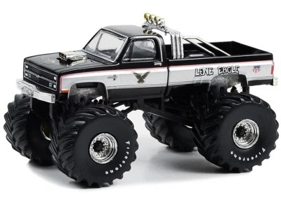 1984 Chevrolet K-30 Silverado Monster Truck Black And Silver "Lone Eagle" "Kings Of Crunch" 1/64 Diecast Model Car By Greenlight 3 1984 Chevrolet K-30 Silverado Monster Truck Black And Silver "Lone Eagle" "Kings Of Crunch" 1/64 Diecast Model Car By Greenlight