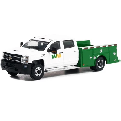 2018 Chevrolet Silverado 3500HD Dually Service Truck White And Green "Waste Management" 1/64 Diecast Model Car By Greenlight 3 2018 Chevrolet Silverado 3500HD Dually Service Truck White And Green "Waste Management" 1/64 Diecast Model Car By Greenlight