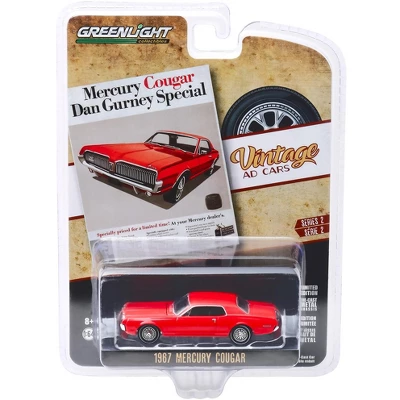 1967 Mercury Cougar Red "Mercury Cougar Dan Gurney Special" "Vintage Ad Cars" Series 2 1/64 Diecast Model Car Greenlight 4 1967 Mercury Cougar Red "Mercury Cougar Dan Gurney Special" "Vintage Ad Cars" Series 2 1/64 Diecast Model Car Greenlight - Image 2