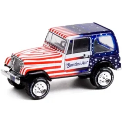 1982 Jeep CJ-7 "Santini Air" With American Flag Graphics "Hobby Exclusive" 1/64 Diecast Model Car By Greenlight