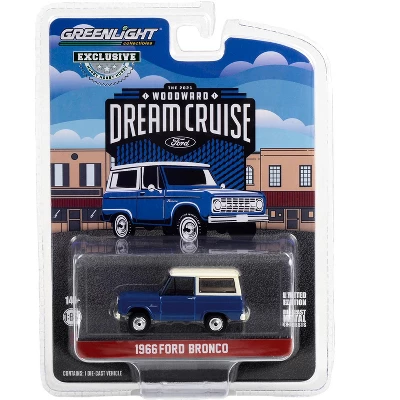 1966 Ford Bronco Blue With White Top "26th Annual Woodward Dream Cruise" (2021) 1/64 Diecast Model Car By Greenlight 4 1966 Ford Bronco Blue With White Top "26th Annual Woodward Dream Cruise" (2021) 1/64 Diecast Model Car By Greenlight - Image 2