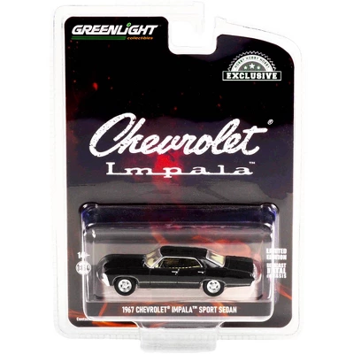 1967 Chevrolet Impala Sport Sedan Tuxedo Black "Hobby Exclusive" 1/64 Diecast Model Car By Greenlight 4 1967 Chevrolet Impala Sport Sedan Tuxedo Black "Hobby Exclusive" 1/64 Diecast Model Car By Greenlight - Image 2