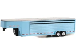 26-Foot Continuous Gooseneck Livestock Trailer Light Blue "Hitch & Tow" Series 1/64 Diecast Model Car By Greenlight