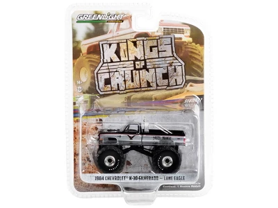 1984 Chevrolet K-30 Silverado Monster Truck Black And Silver "Lone Eagle" "Kings Of Crunch" 1/64 Diecast Model Car By Greenlight 4 1984 Chevrolet K-30 Silverado Monster Truck Black And Silver "Lone Eagle" "Kings Of Crunch" 1/64 Diecast Model Car By Greenlight - Image 2