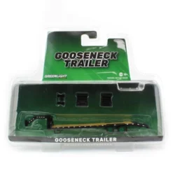 Greenlight Collectibles 1/64 Black Gooseneck Trailer With Red & White Conspicuity Stripes - Green Machine, 30390-GREEN