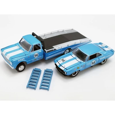 1967 Chevrolet C-30 Ramp Truck W/1967 Chevrolet T/A Camaro #56 "Dana" Light Blue Met. 1/64 Diecast Model Cars By Greenlight/ACME 3 1967 Chevrolet C-30 Ramp Truck W/1967 Chevrolet T/A Camaro #56 "Dana" Light Blue Met. 1/64 Diecast Model Cars By Greenlight/ACME