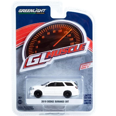 2019 Dodge Durango SRT White With Blue Stripes "Greenlight Muscle" Series 27 1/64 Diecast Model Car By Greenlight 4 2019 Dodge Durango SRT White With Blue Stripes "Greenlight Muscle" Series 27 1/64 Diecast Model Car By Greenlight - Image 2