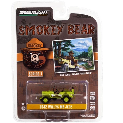 1942 Willys MB Jeep Bright Green "Help Smokey Prevent Forest Fires" "Smokey Bear" Series 1 1/64 Diecast Model Car By Greenlight 4 1942 Willys MB Jeep Bright Green "Help Smokey Prevent Forest Fires" "Smokey Bear" Series 1 1/64 Diecast Model Car By Greenlight - Image 2