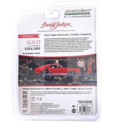 1969 Ford Mustang Custom Fastback Race Red With Black Hood And Stripes (Lot #765.1) 1/64 Diecast Model Car By Greenlight