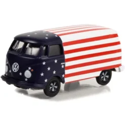 1964 Volkswagen Type 2 Panel Van American Flag Livery "Club Vee V-Dub" Series 15 1/64 Diecast Model Car By Greenlight
