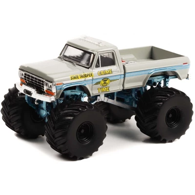 1979 Ford F-250 Monster Truck Gray W/Blue Stripes "Crime Time State Trooper" 1/64 Diecast Model Car By Greenlight 3 1979 Ford F-250 Monster Truck Gray W/Blue Stripes "Crime Time State Trooper" 1/64 Diecast Model Car By Greenlight