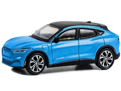 2022 Ford Mustang Mach-E Grabber Blue Metallic With Black Top "Showroom Floor" Series 3 1/64 Diecast Model Car By Greenlight 3 2022 Ford Mustang Mach-E Grabber Blue Metallic With Black Top "Showroom Floor" Series 3 1/64 Diecast Model Car By Greenlight