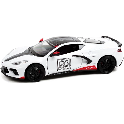 2020 Chevrolet Corvette C8 Stingray Coupe White Official Pace Car "Road America" 1/24 Diecast Model Car By Greenlight 3 2020 Chevrolet Corvette C8 Stingray Coupe White Official Pace Car "Road America" 1/24 Diecast Model Car By Greenlight