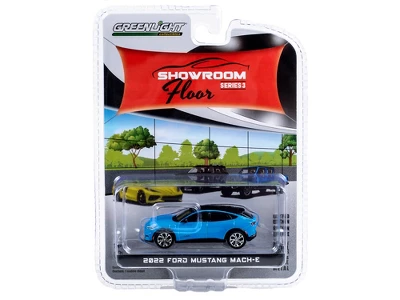 2022 Ford Mustang Mach-E Grabber Blue Metallic With Black Top "Showroom Floor" Series 3 1/64 Diecast Model Car By Greenlight 4 2022 Ford Mustang Mach-E Grabber Blue Metallic With Black Top "Showroom Floor" Series 3 1/64 Diecast Model Car By Greenlight - Image 2