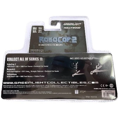 1979 Ford F-150 Truck Matt Black W/1986 Taurus Police Car Black & Hauler "RoboCop 2" 1/64 Diecast Model Cars By Greenlight 3 1979 Ford F-150 Truck Matt Black W/1986 Taurus Police Car Black & Hauler "RoboCop 2" 1/64 Diecast Model Cars By Greenlight