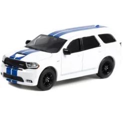 2019 Dodge Durango SRT White With Blue Stripes "Greenlight Muscle" Series 27 1/64 Diecast Model Car By Greenlight
