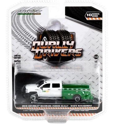 2018 Chevrolet Silverado 3500HD Dually Service Truck White And Green "Waste Management" 1/64 Diecast Model Car By Greenlight 4 2018 Chevrolet Silverado 3500HD Dually Service Truck White And Green "Waste Management" 1/64 Diecast Model Car By Greenlight - Image 2