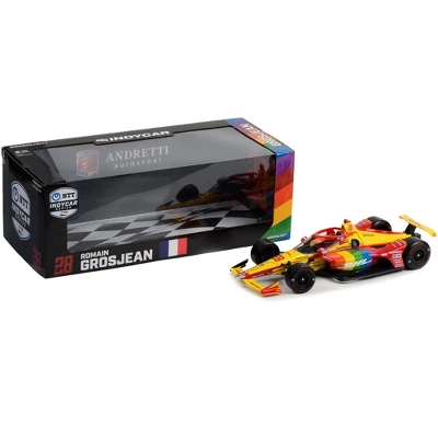 Dallara IndyCar #28 "DHL Delivered W/Pride" Andretti Autosport "NTT IndyCar Series" (2022) 1/18 Diecast Model Car By Greenlight 4 Dallara IndyCar #28 "DHL Delivered W/Pride" Andretti Autosport "NTT IndyCar Series" (2022) 1/18 Diecast Model Car By Greenlight - Image 2