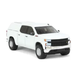 Greenlight Collectibles 1/64 Summit White 2022 Chevrolet Silverado WT Pickup Truck With Camper Shell Blue Collar Series 11 35240-F