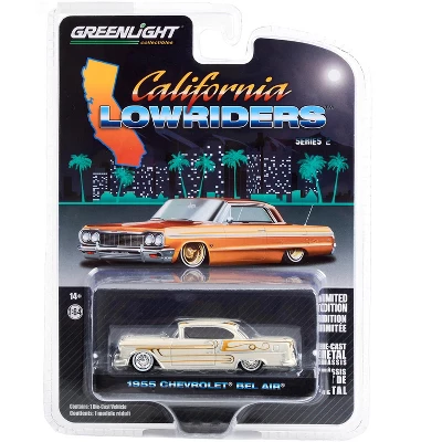 1955 Chevrolet Bel Air Custom Light Gray Met. & Gold Graphics "California Lowriders" Series 1/64 Diecast Model Car By Greenlight 4 1955 Chevrolet Bel Air Custom Light Gray Met. & Gold Graphics "California Lowriders" Series 1/64 Diecast Model Car By Greenlight - Image 2
