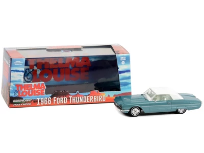 1966 Ford Thunderbird Convertible (Top-Up) Light Blue Met. W/White Interior Thelma & Louise 1/43 Diecast Model Car By Greenlight 4 1966 Ford Thunderbird Convertible (Top-Up) Light Blue Met. W/White Interior Thelma & Louise 1/43 Diecast Model Car By Greenlight - Image 2