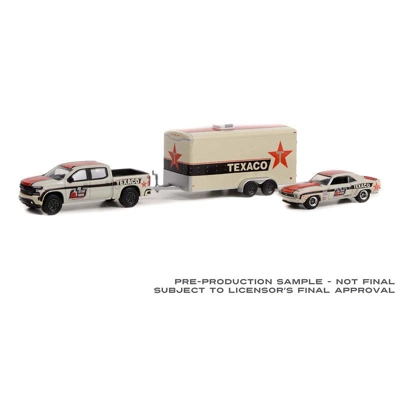Greenlight Collectibles 1/64 2021 Chevrolet Silverado & 1969 Camaro RS With Enclosed Car Hauler, Texaco 18, 2021 Optima Street Car Champ 31140-C 3 Greenlight Collectibles 1/64 2021 Chevrolet Silverado & 1969 Camaro RS With Enclosed Car Hauler, Texaco 18, 2021 Optima Street Car Champ 31140-C