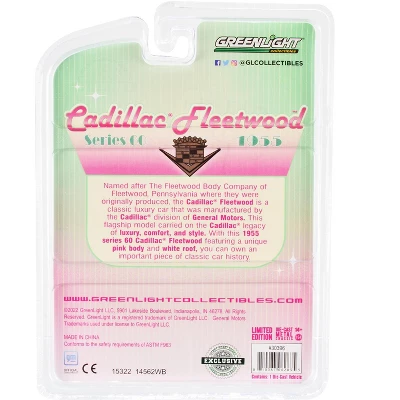 1955 Cadillac Fleetwood Series 60 Pink With White Top "Hobby Exclusive" Series 1/64 Diecast Model Car By Greenlight 3 1955 Cadillac Fleetwood Series 60 Pink With White Top "Hobby Exclusive" Series 1/64 Diecast Model Car By Greenlight