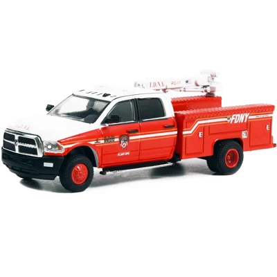 2018 Ram 3500 Dually Crane Truck Red & White W/Stripes "FDNY (Fire Dept Of N.Y) Plant Ops" 1/64 Diecast Model Car By Greenlight 3 2018 Ram 3500 Dually Crane Truck Red & White W/Stripes "FDNY (Fire Dept Of N.Y) Plant Ops" 1/64 Diecast Model Car By Greenlight
